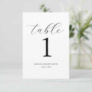 Minimalist Black and White Table Number Sign