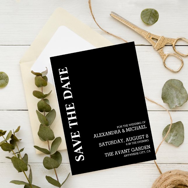 Minimalist Black and White Text Based Wedding Save The Date (Creator Uploaded)