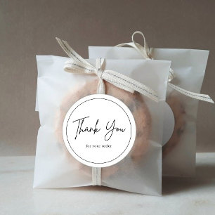 Minimalist Black and White Thank You Favor  Classic Round Sticker