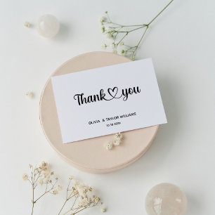Minimalist Black And White Thank You Heart Postcard