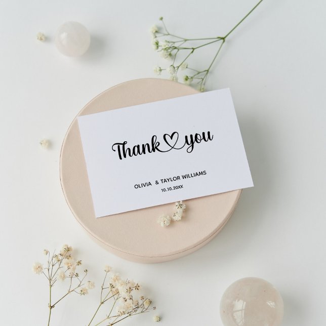 Minimalist Black And White Thank You Heart Postcard (Creator Uploaded)