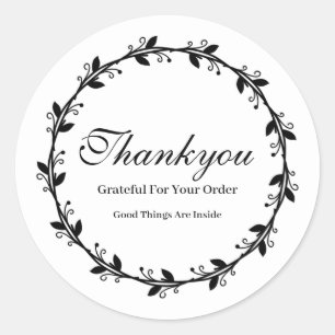 Minimalist Black and white Thankyou Sticker