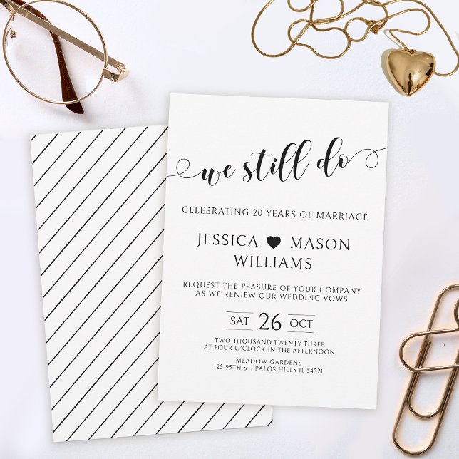 Minimalist black and white vow renewal invitation (Creator Uploaded)