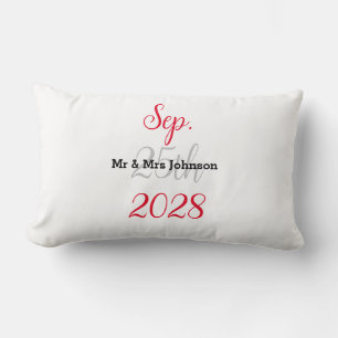 Minimalist Black and White Wedding Accent Pillow