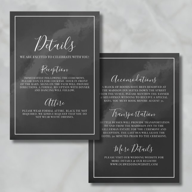 Minimalist Black And White Wedding Details Enclosure Card (Minimalist Black And White Wedding Details Enclosure Card)