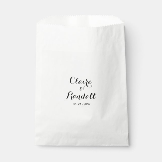 Minimalist Black and White Wedding Favour Bag (Front)