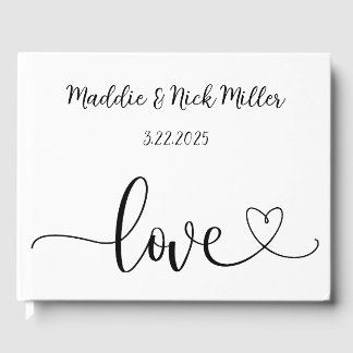 Minimalist Black and White Wedding  Guest Book