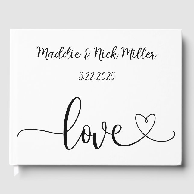 Minimalist Black and White Wedding  Guest Book (Front)