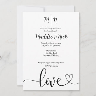Minimalist Black and White Wedding Invitation