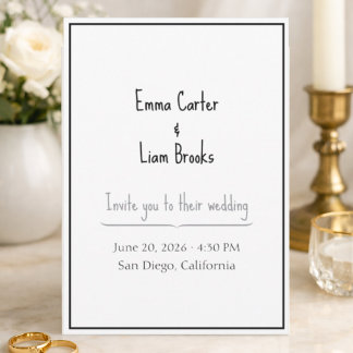 Minimalist Black and White Wedding Invitation