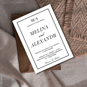 Minimalist Black and White wedding  Invitation