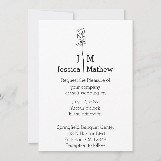 Minimalist Black and White Wedding Invitation (Front)