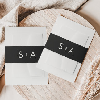 Minimalist Black and White Wedding Invitation Band Invitation Belly Band