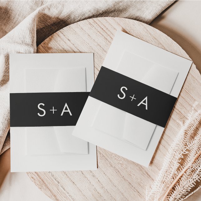 Minimalist Black and White Wedding Invitation Band Invitation Belly Band (Creator Uploaded)