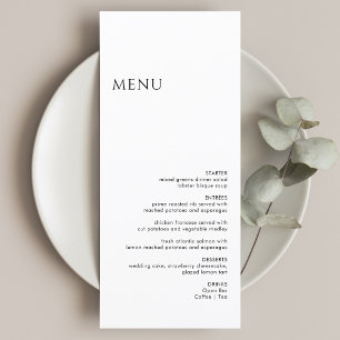Minimalist Black and White Wedding Menu