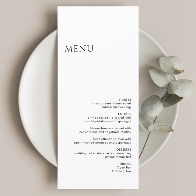 Minimalist Black and White Wedding Menu (Creator Uploaded)