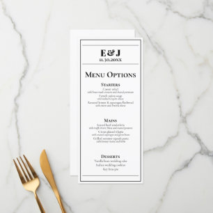 Minimalist Black and White Wedding Menu