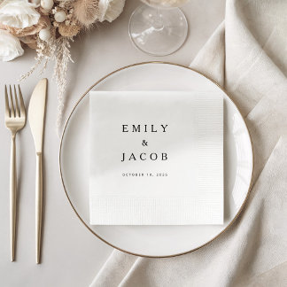 Minimalist Black And White Wedding Napkin
