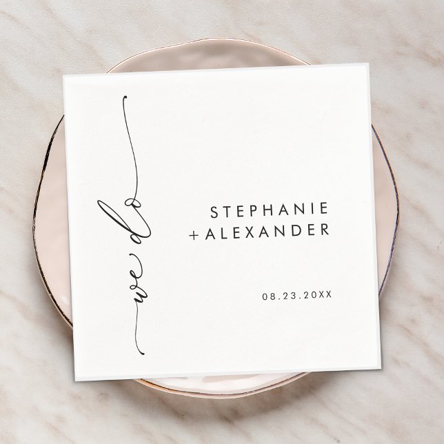 Minimalist Black and White Wedding Paper Napkin (Creator Uploaded)