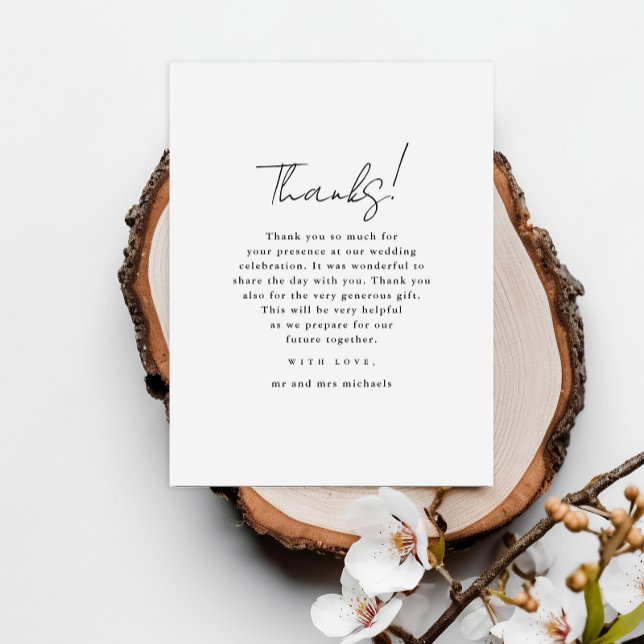 Minimalist Black and White Wedding Photo Thank You Postcard (Creator Uploaded)