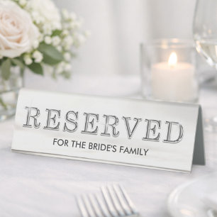 Minimalist Black and White Wedding Reserved Seat 
