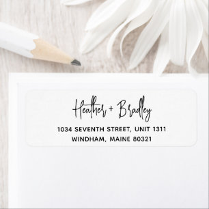 Minimalist Black and White Wedding Return Address Label