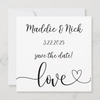 Minimalist Black and White Wedding  Save The Date