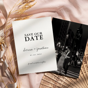 Minimalist Black and White Wedding Save The Date