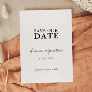 Minimalist Black and White Wedding Save The Date