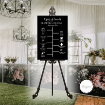 Minimalist Black and White Wedding Timeline Sign