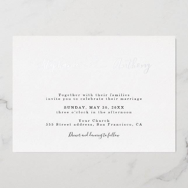Minimalist Black and White With a Heart Wedding   (Front)