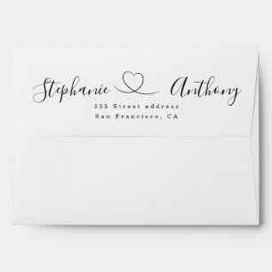 Minimalist Black and White With a Heart Wedding   Envelope