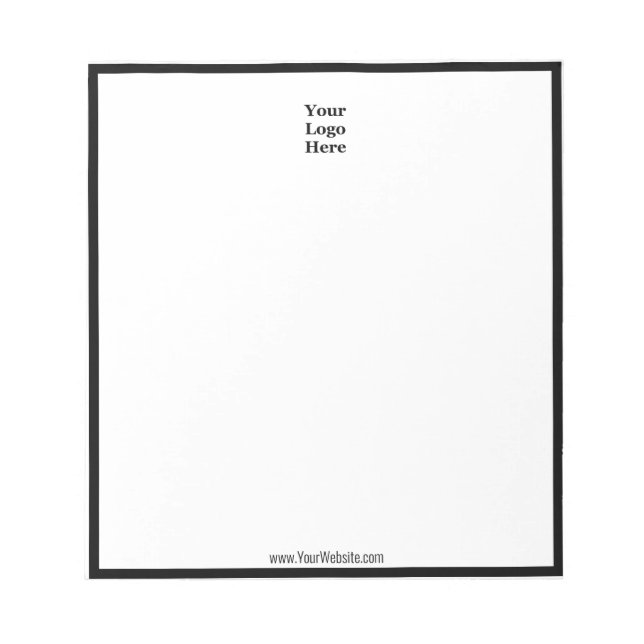Minimalist Black and White Your Logo Here Notepad (Front)