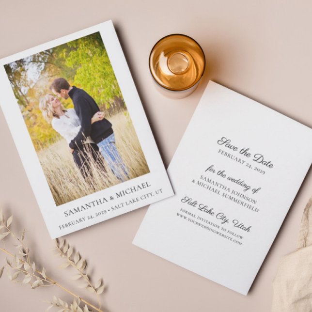 Minimalist Black and WhitePhoto Save the Date Card (Creator Uploaded)