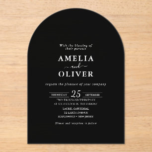 Minimalist Black Arch Elegant Wedding Invitation