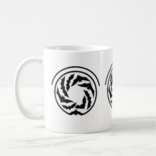Minimalist Black Bat Circle Spooky Halloween Coffee Mug