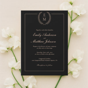 Minimalist Black Blush Wedding Invitation