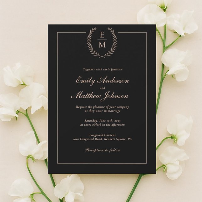 Minimalist Black Blush Wedding Invitation (Creator Uploaded)