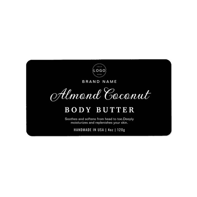 Minimalist Black Body Scrub Cosmetic Jar Product Label (Front)