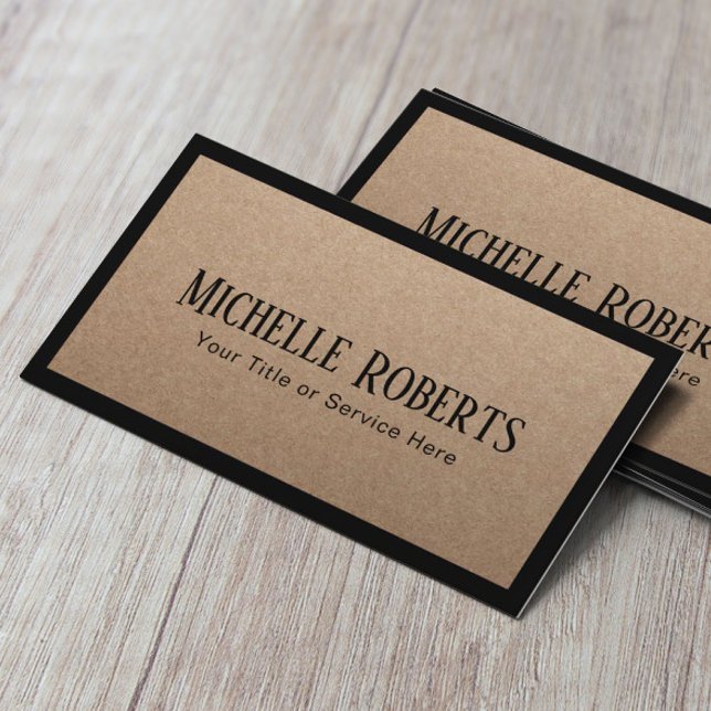 Minimalist Black Border Elegant Kraft Business Card (Creator Uploaded)