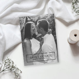 Minimalist Black Border Photo Save the Date Card