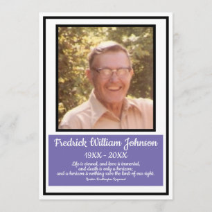 Minimalist Black Border Purple Name Quote Funeral  Program