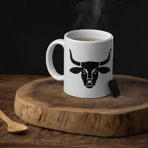 Minimalist Black Bull Head Ox Silhouette Coffee Mug