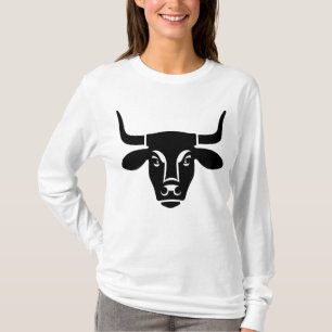 Minimalist Black Bull Head Ox Silhouette T-Shirt