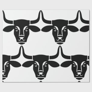 Minimalist Black Bull Head Ox Silhouette Wrapping Paper