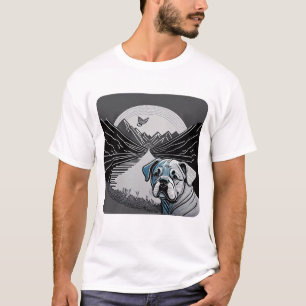 "Minimalist Black Bulldog Face Outline with Clean T-Shirt