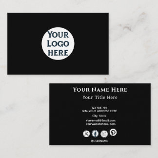 Minimalist Black Business Card with Custom Logo