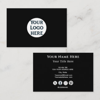 Minimalist Black Business Card with Custom Logo