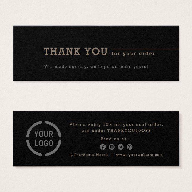 Minimalist black business logo thank you insert (Front & Back)