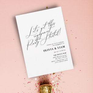 Minimalist Black Calligraphy Engagement Party  Invitation